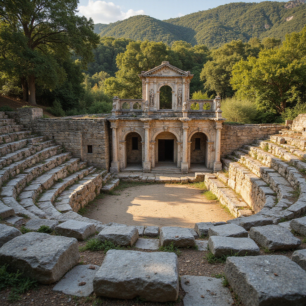 Rzymski Odeon w Patras - widok na starożytne ruiny z kamiennymi ławami