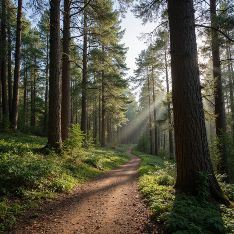 Spacer po Parku Leśnym Dzintari wśród sosnowych drzew i ścieżek