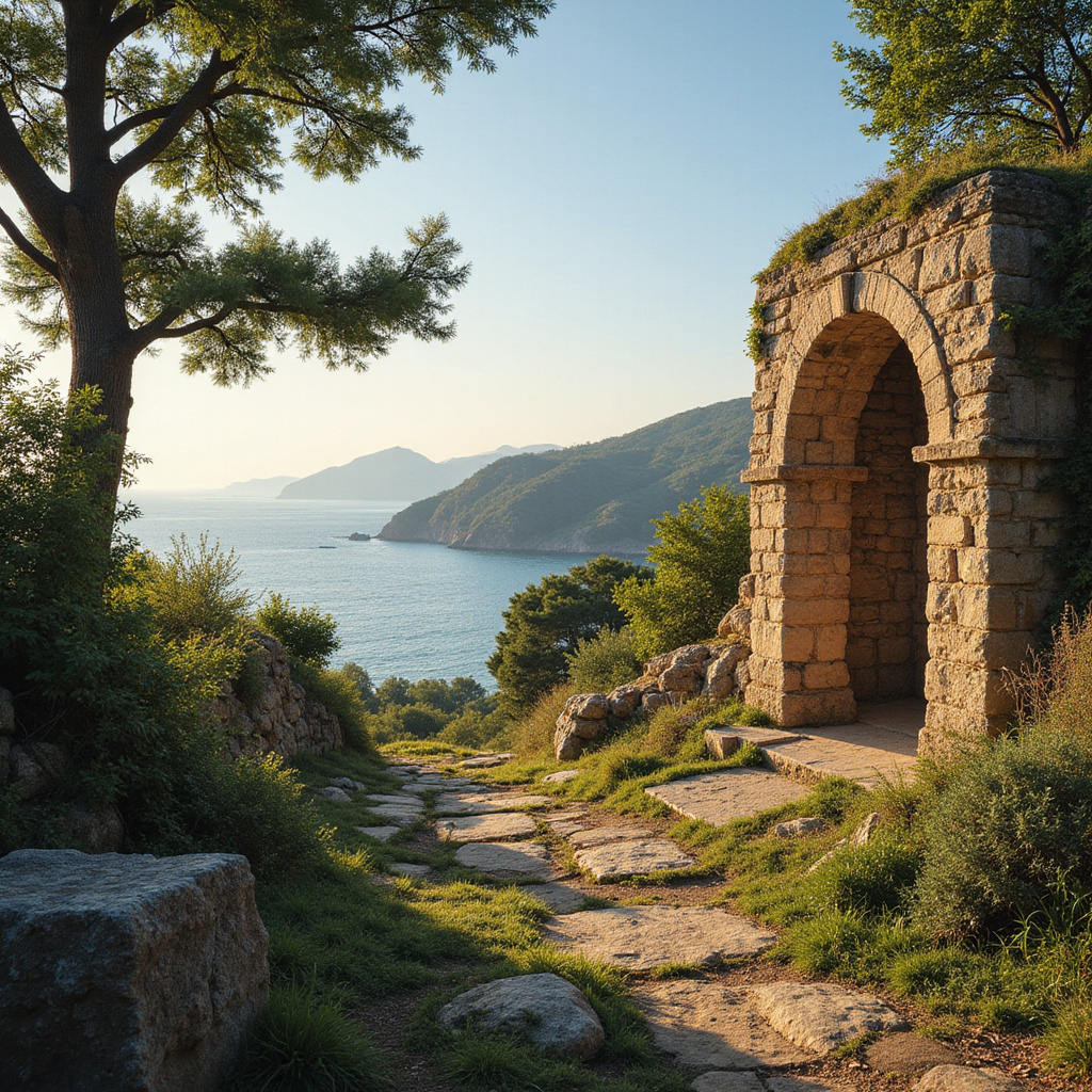 Starożytne ruiny na Wyspie Sedir z widokiem na morze