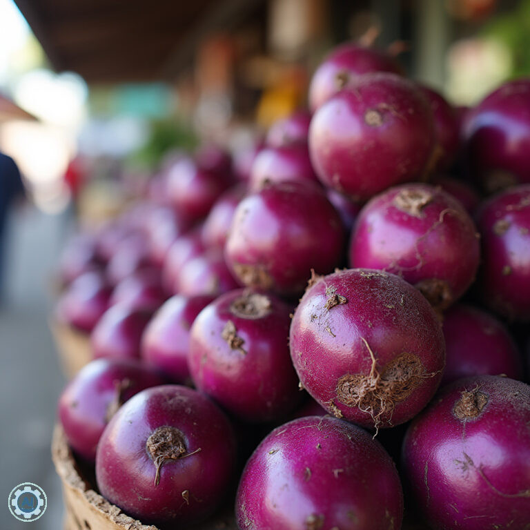 Fioletowe ube na straganie w Baguio, świeże warzywo korzeniowe