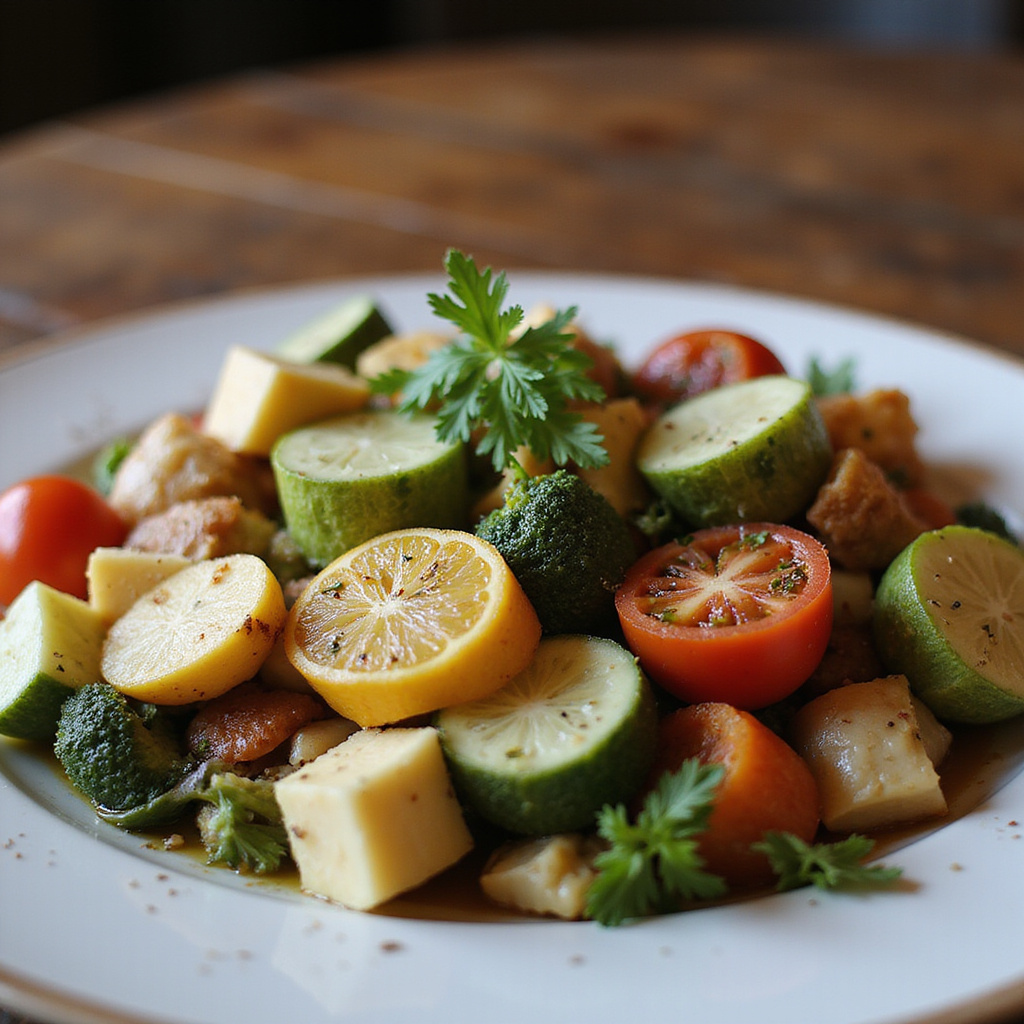Wegetariańskie smaki Piemontu w Turynie - talerz z lokalnymi warzywami i serem