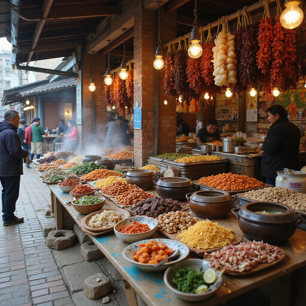 Targ kulinarny w Sapa z lokalnymi przysmakami i tradycyjnymi potrawami