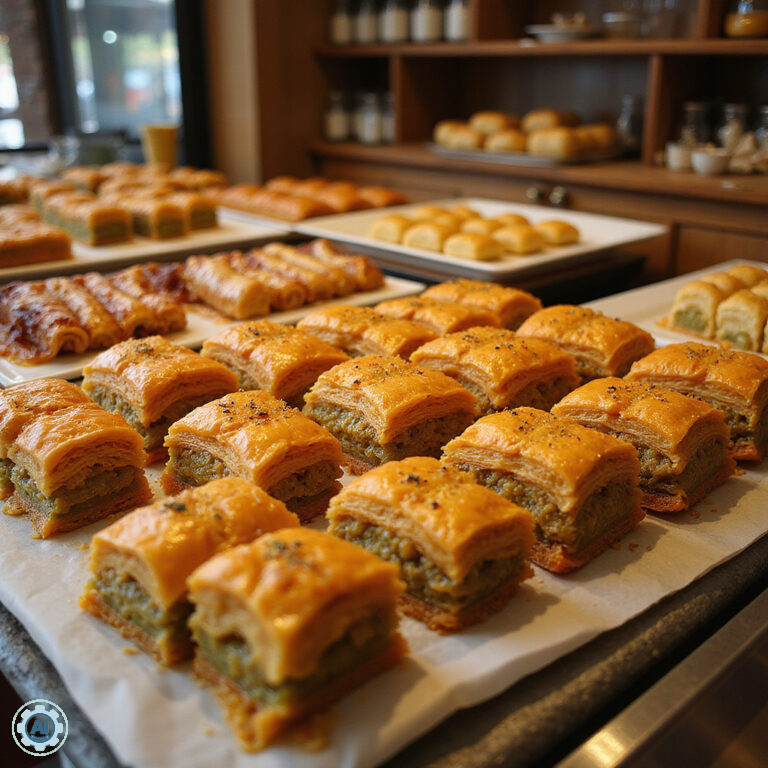 Baklava w Ankarze na tle tradycyjnej tureckiej cukierni