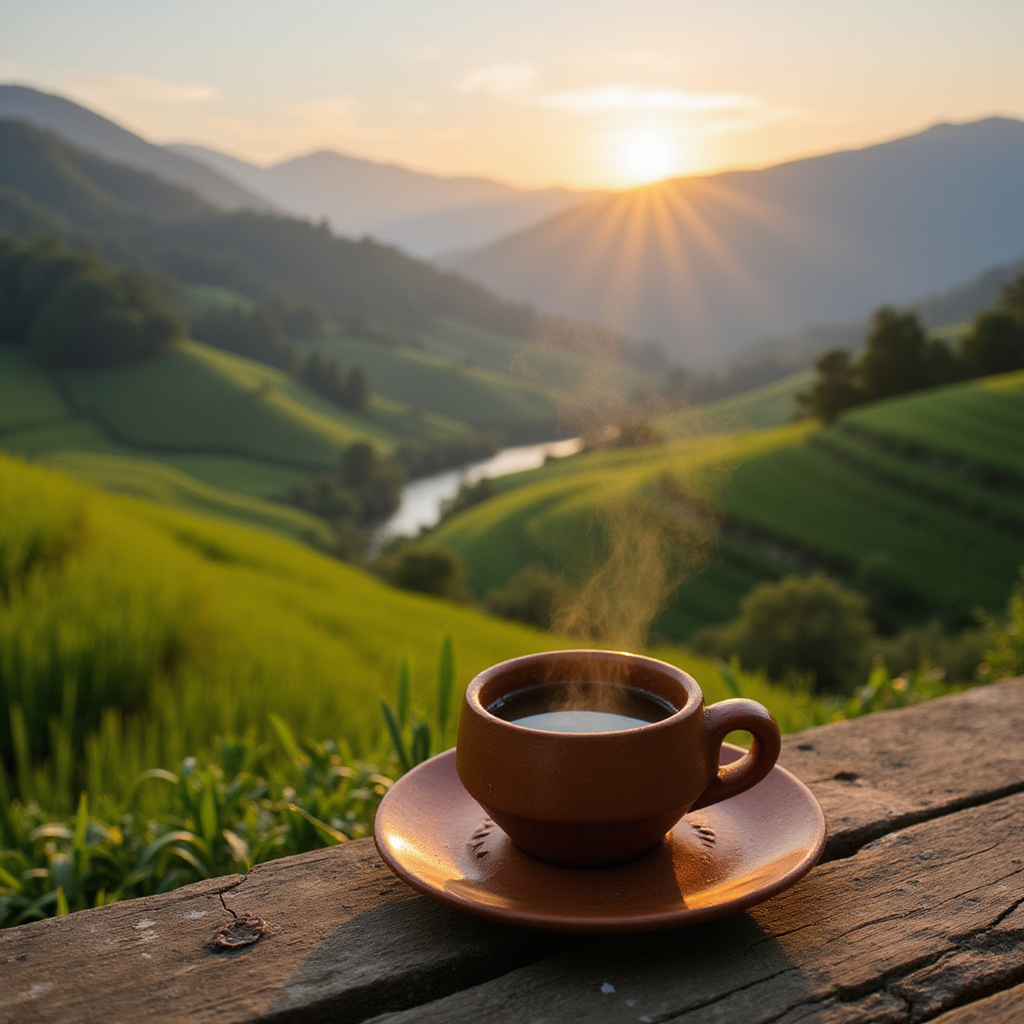 Tradycyjna wietnamska kawa w Sapa z widokiem na tarasy ryżowe