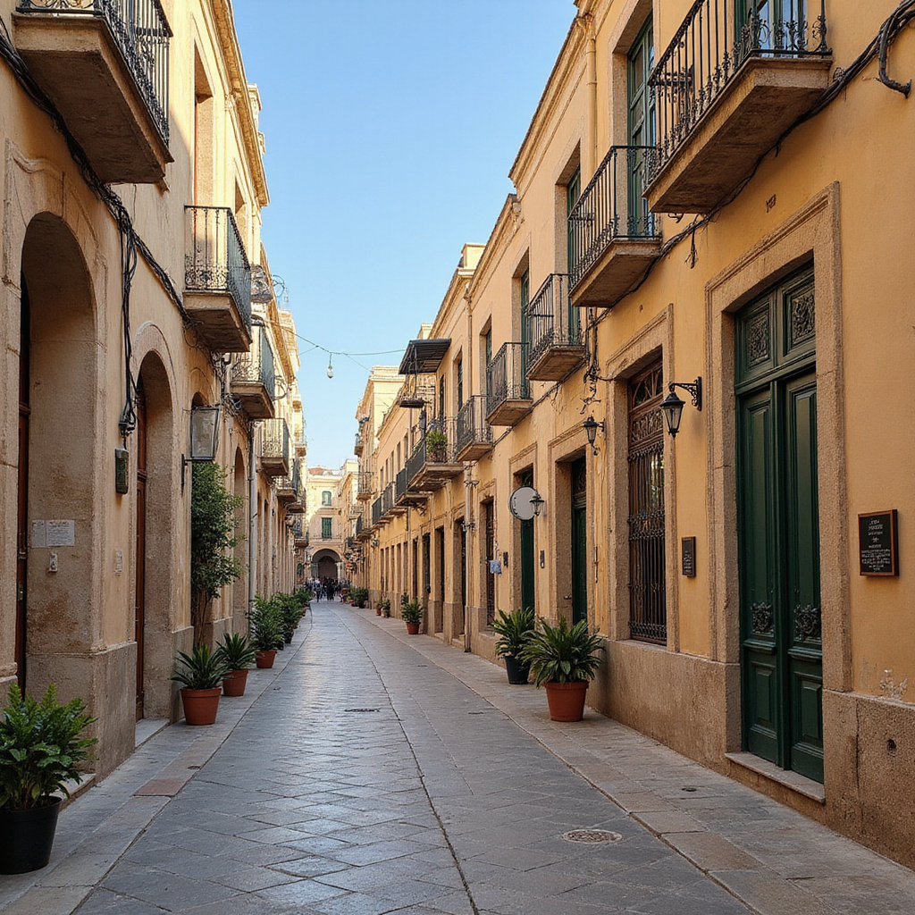 Ulica w Aleksandrii prowadząca do pałacu królewskiego, zabytkowa architektura, nadmorski klimat