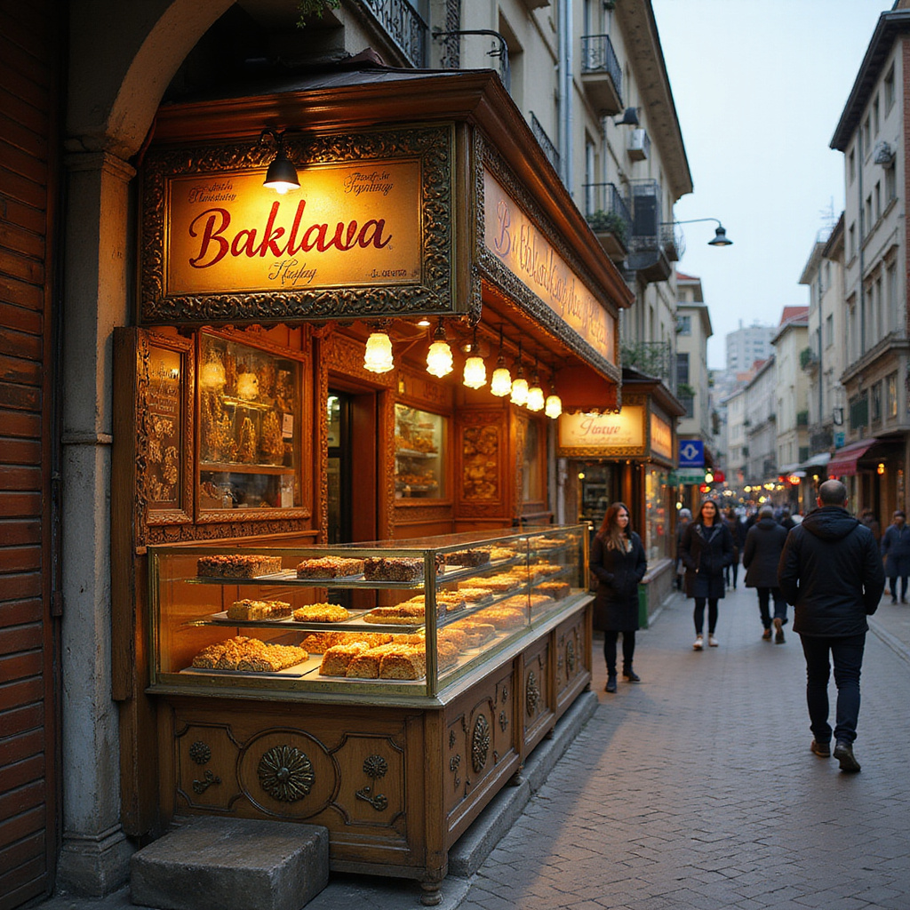 Ulica w Ankarze z cukiernią serwującą baklavę