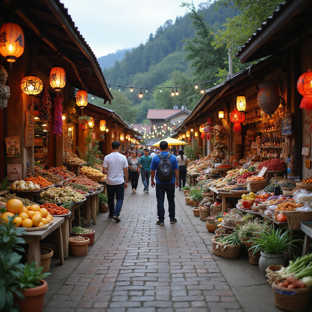 Górskie smaki Azji - ulica w Baguio z lokalnymi straganami