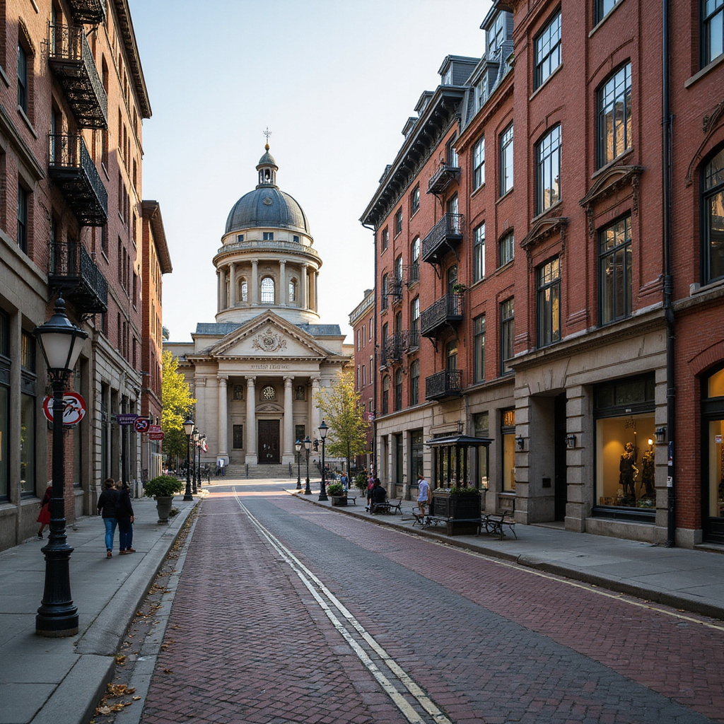 Ulica w Bostonie prowadząca do Museum of Fine Arts, historyczna architektura, sztuka