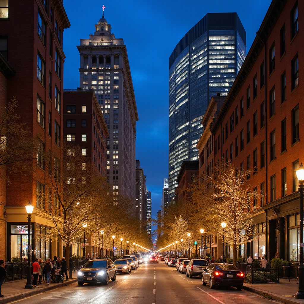 Ulica w Nowym Jorku z widokiem na historyczne kamienice i nowoczesne budynki