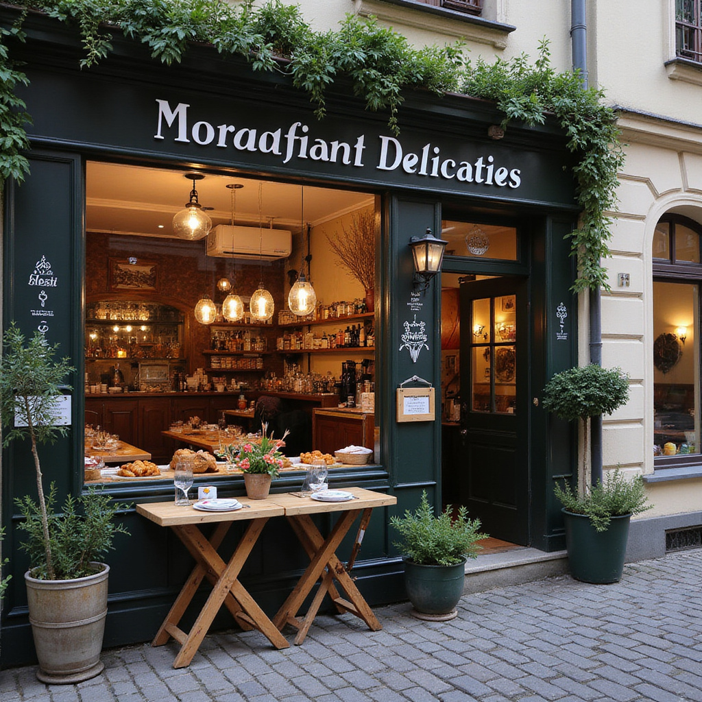 Ulica w Ołomuńcu z lokalną restauracją serwującą morawskie przysmaki