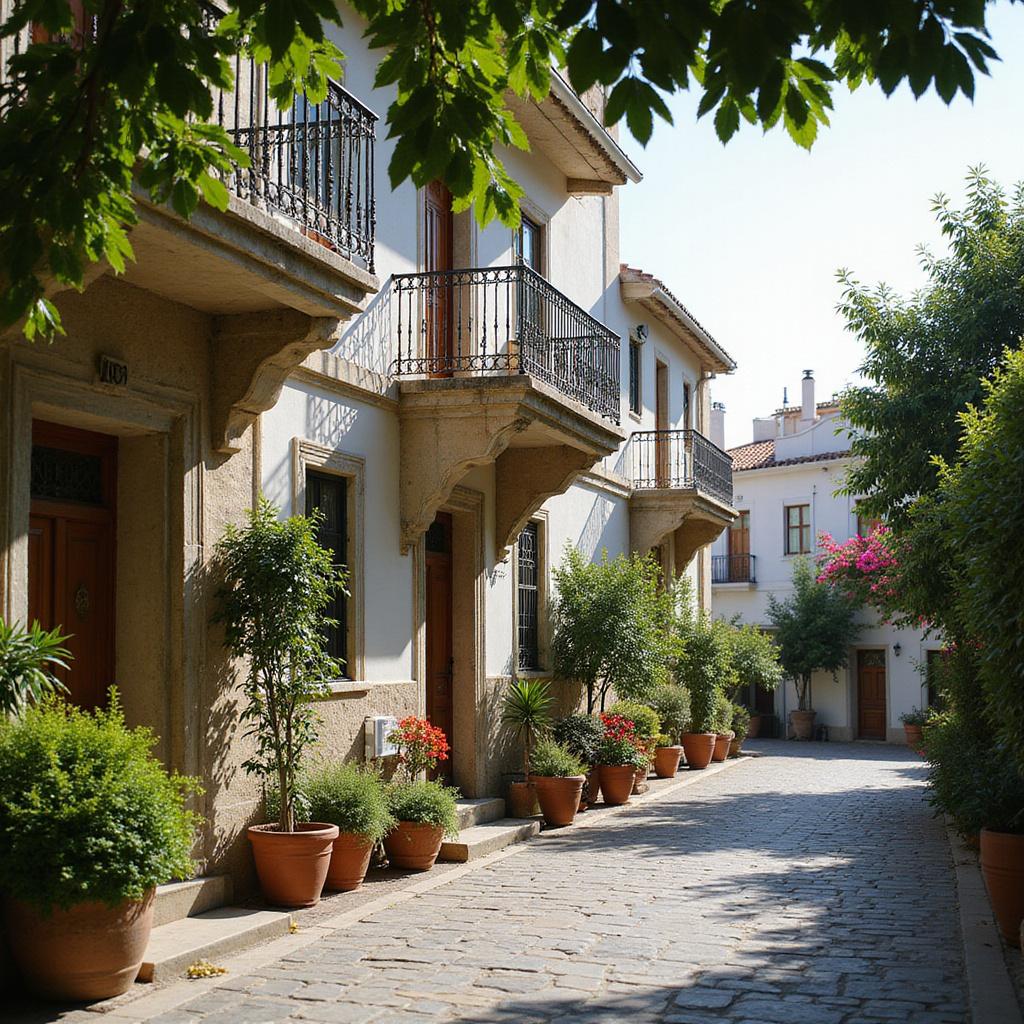 Spokojna ulica w Polis z widokiem na lokalne hotele i apartamenty