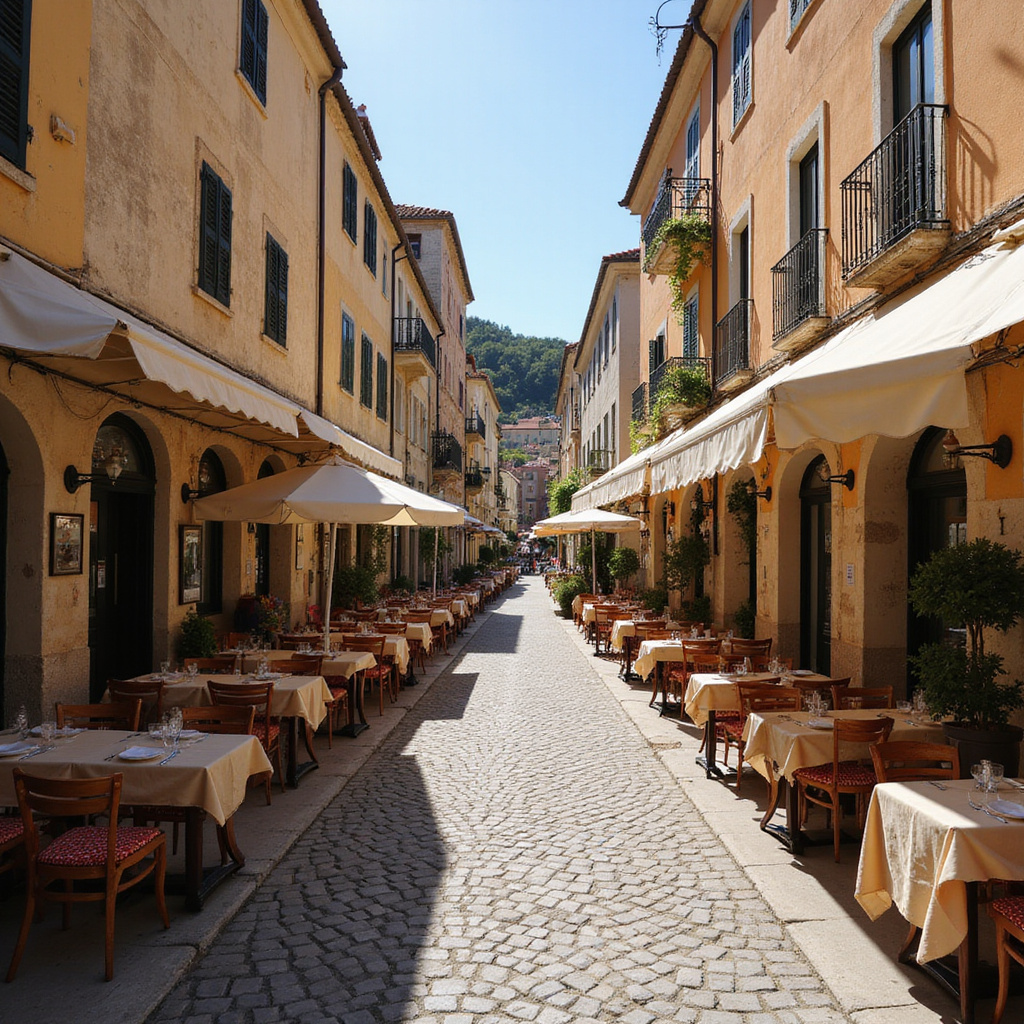 Ulica w Stari Grad z restauracjami serwującymi dania kuchni dalmatyńskiej