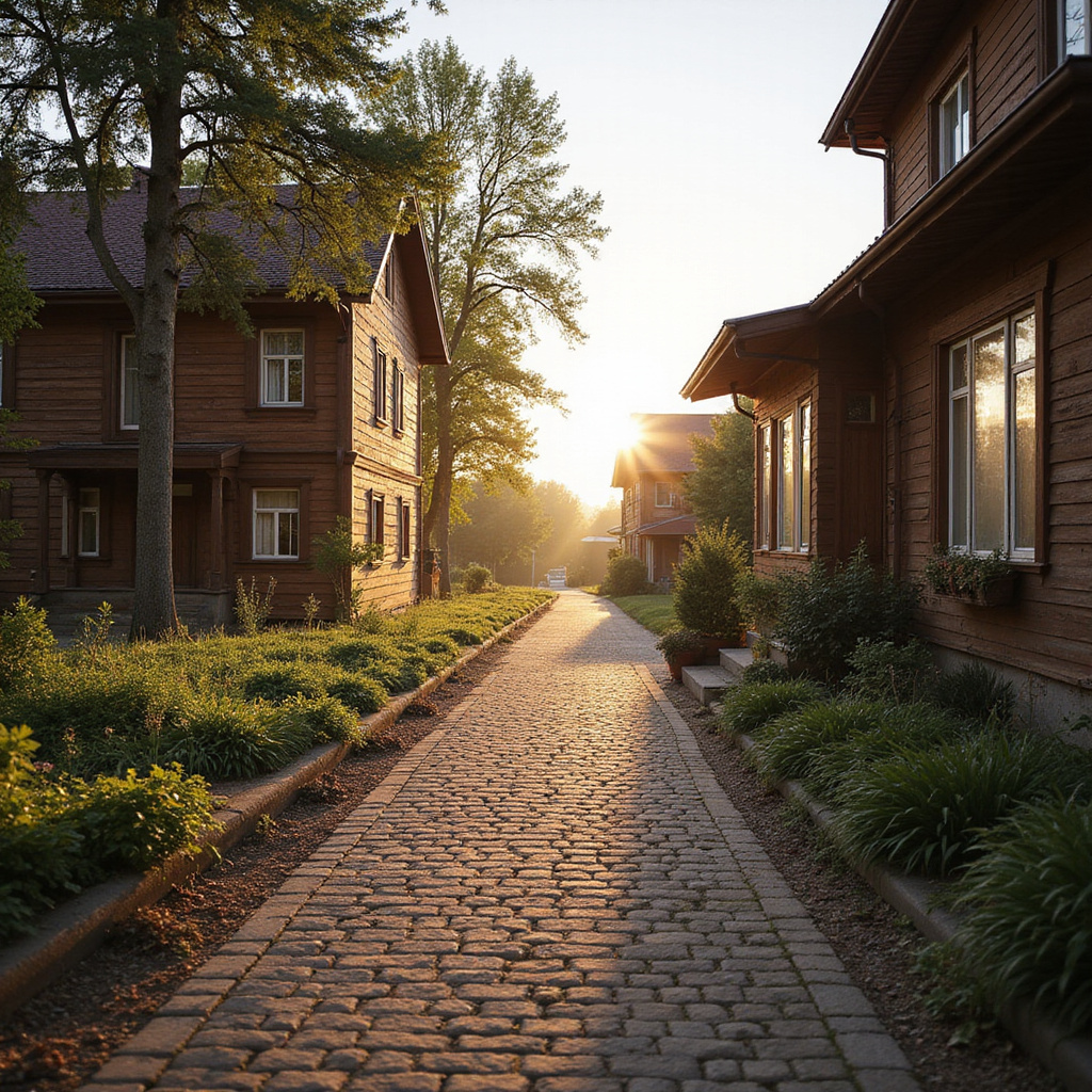 Ulica w Jurmali otoczona zabytkowymi drewnianymi domami