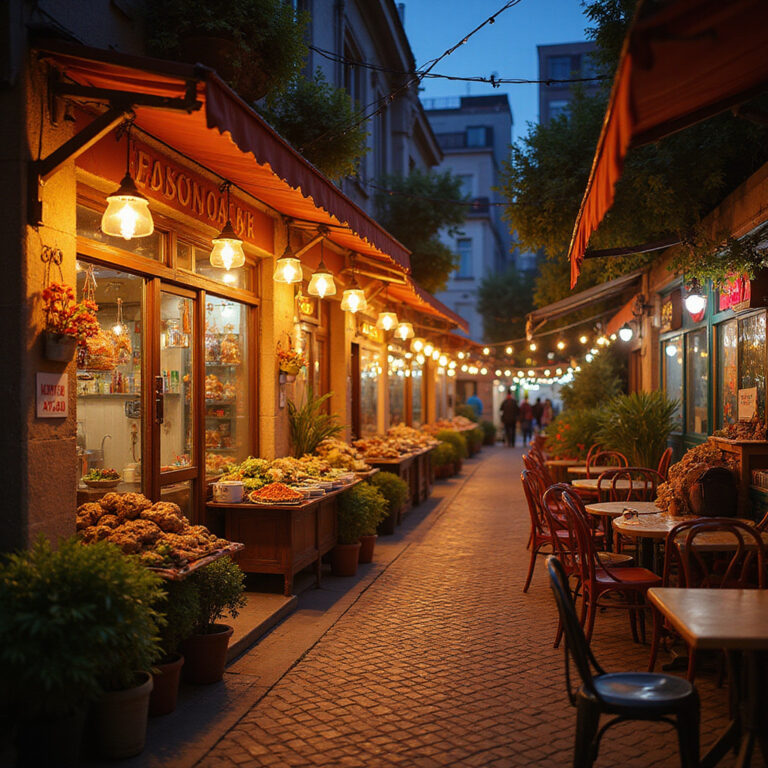 Ulica w Ankarze z tradycyjnymi restauracjami serwującymi wegetariańskie dania tureckie