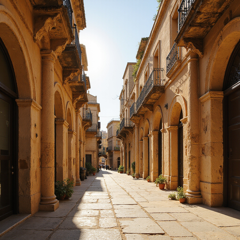 Ulica w Aleksandrii z widocznymi pozostałościami rzymskich budowli