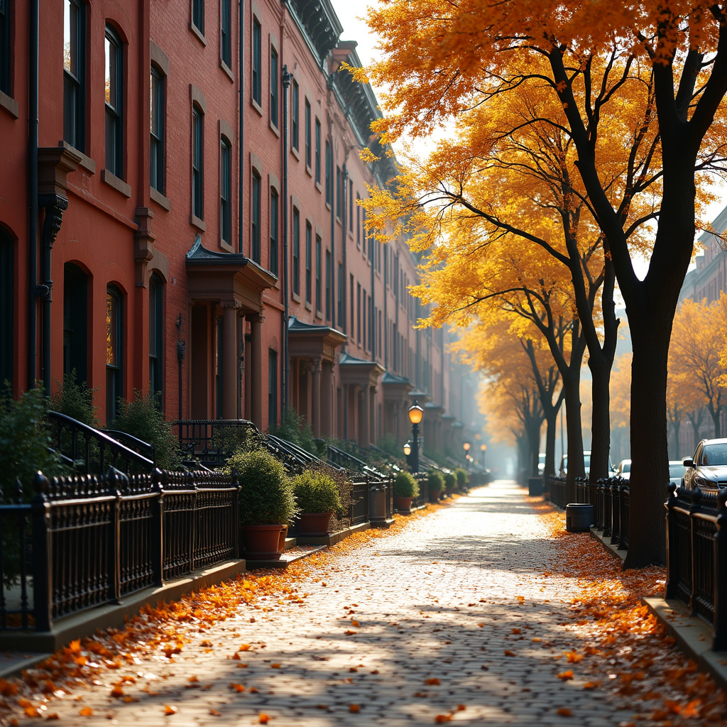 Ulica w Bostonie z widokiem na tradycyjne kamienice