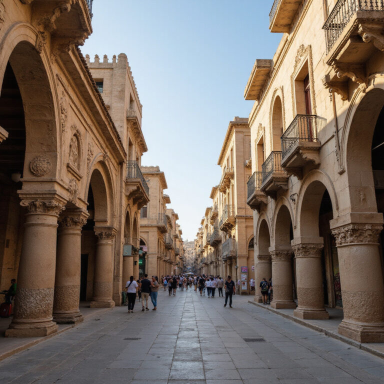 Ulice Aleksandrii w cieniu starożytnej biblioteki, centrum nauki i kultury