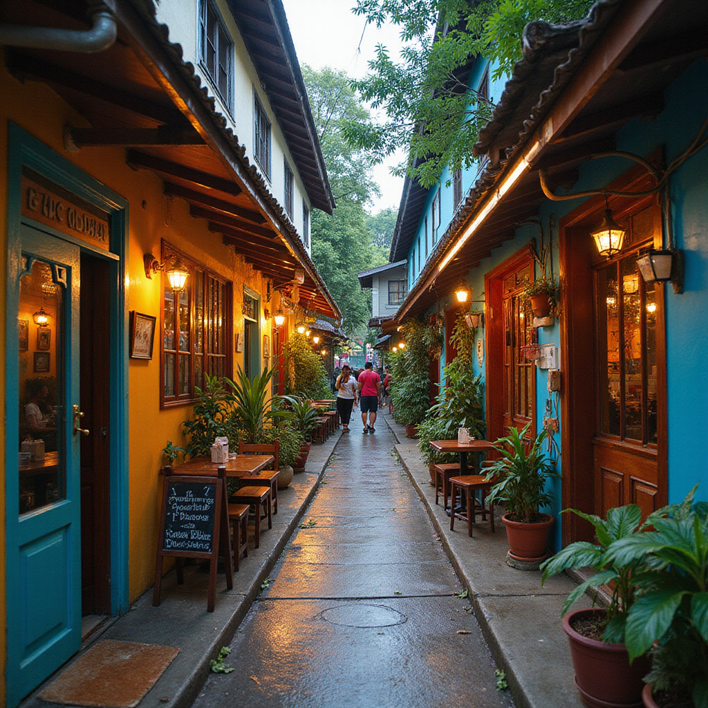 Uliczka w Baguio z lokalną restauracją serwującą filipińskie specjały