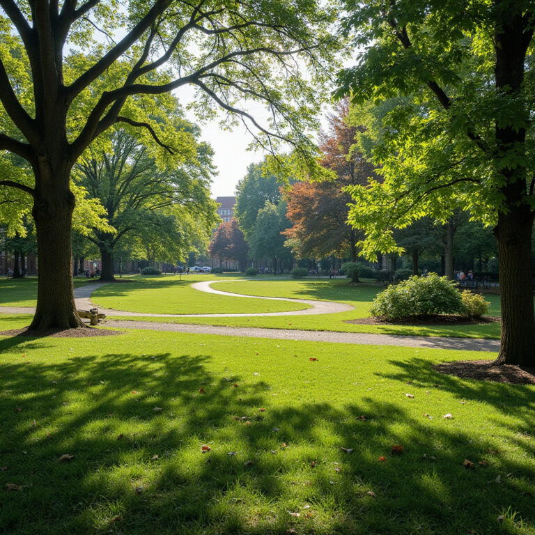 Boston Common - widok na trawniki i alejki w historycznym parku