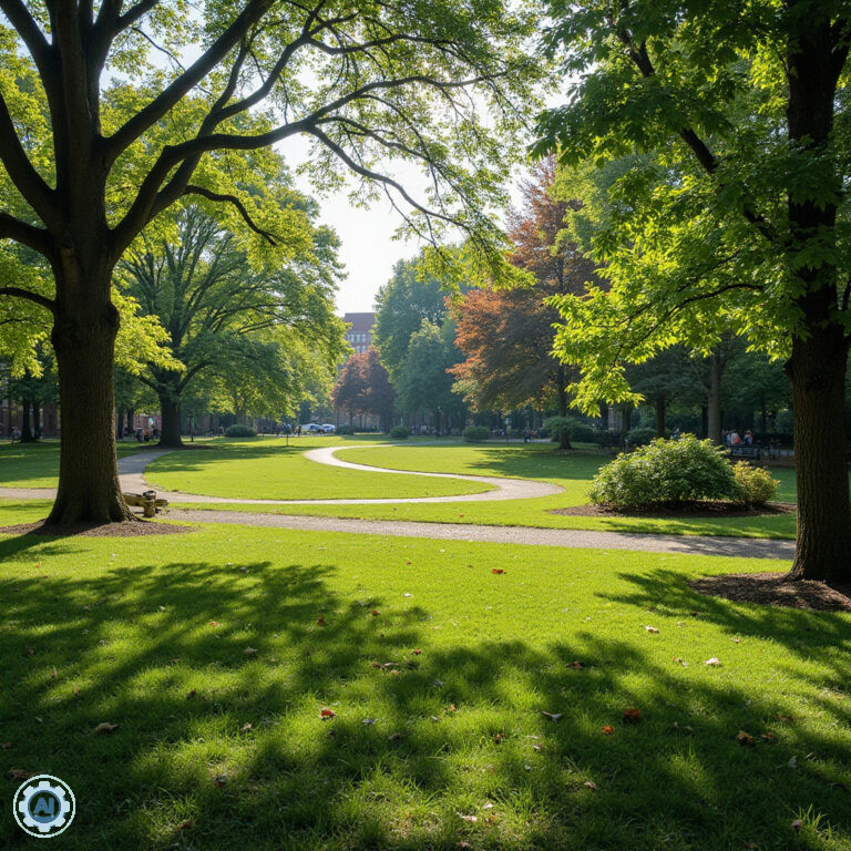 Boston Common - widok na trawniki i alejki w historycznym parku