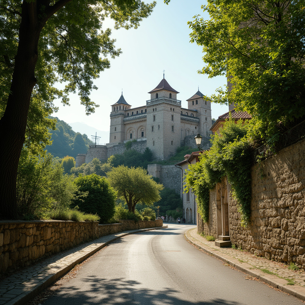 Zamek Patras widziany z ulicy wśród zieleni, starożytna twierdza
