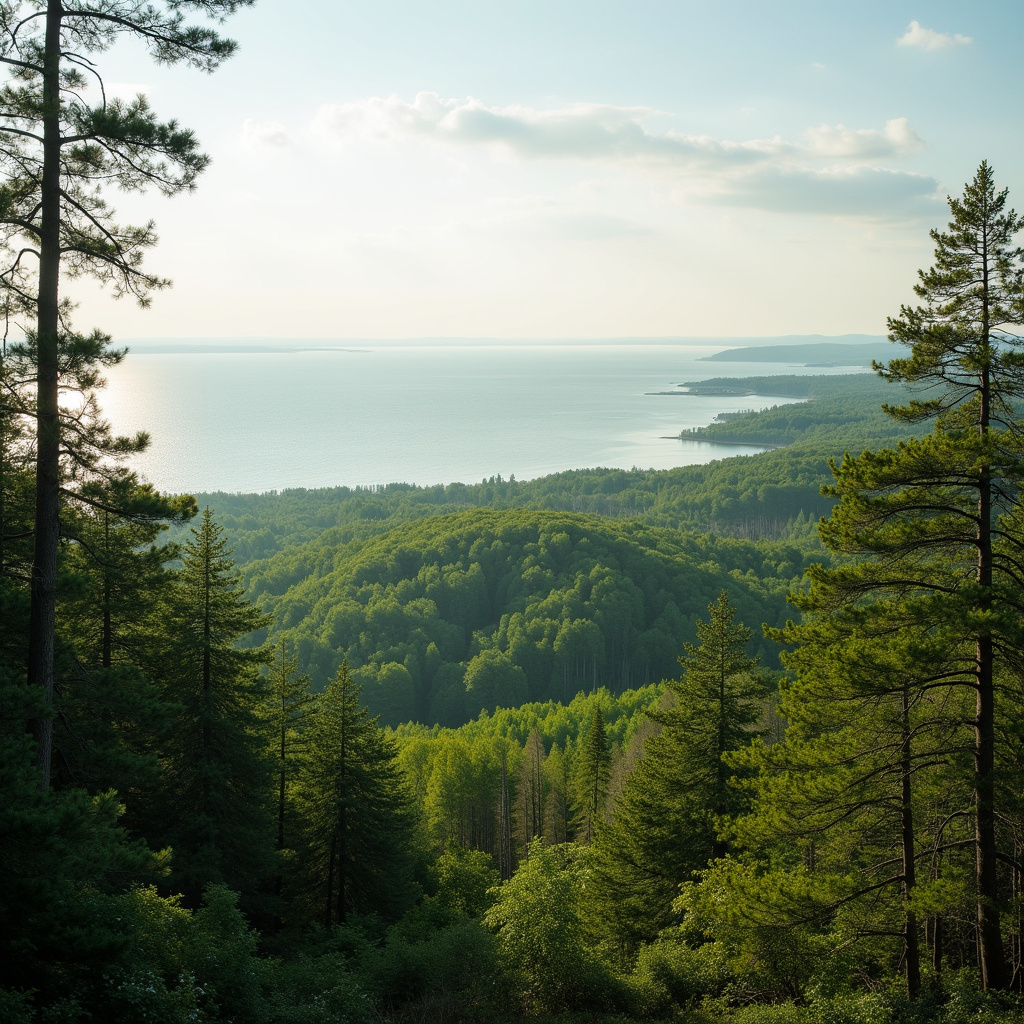 Widok z wieży widokowej Dzintari na las i morze Bałtyckie
