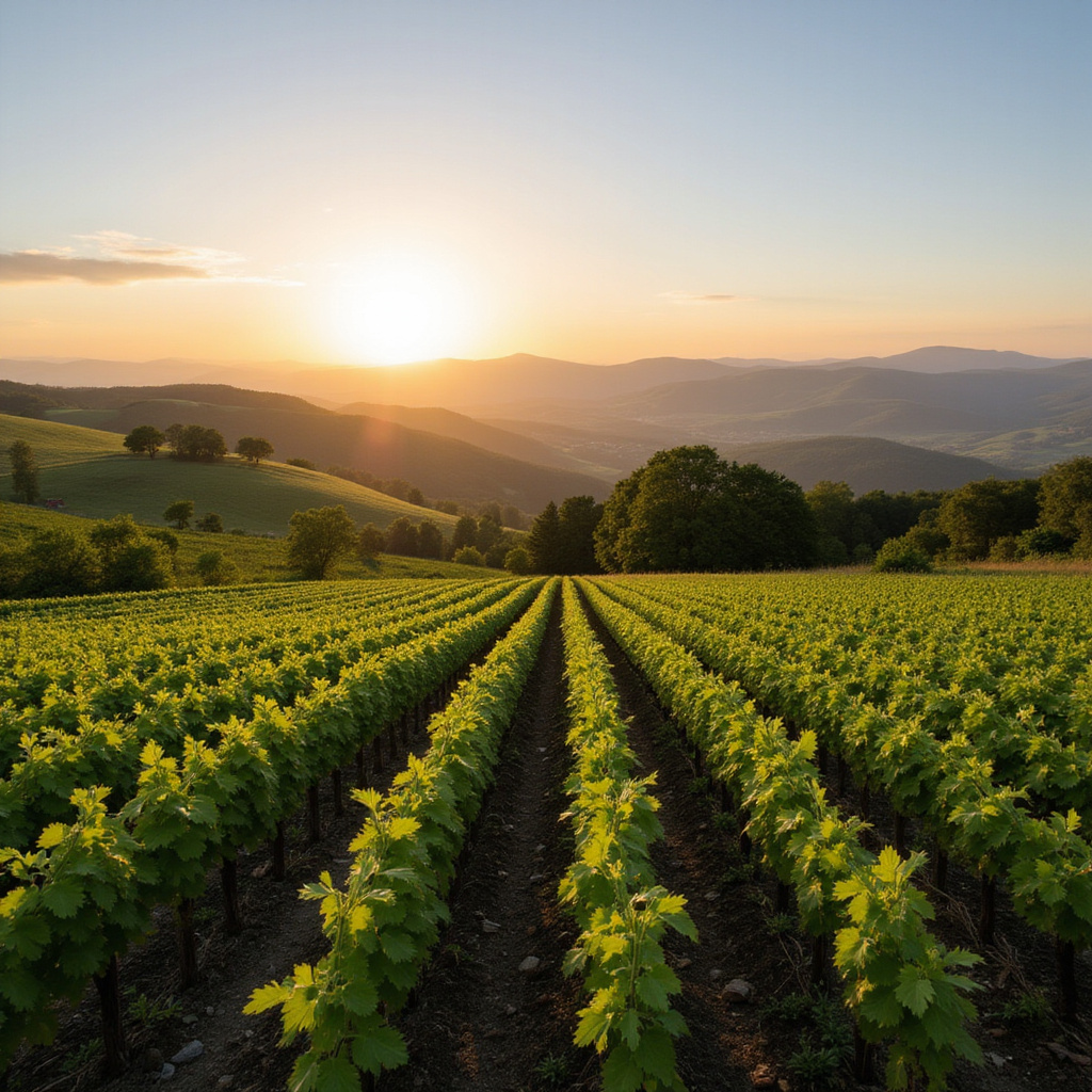 Winnice na Morawach Północnych z widokiem na Beskidy