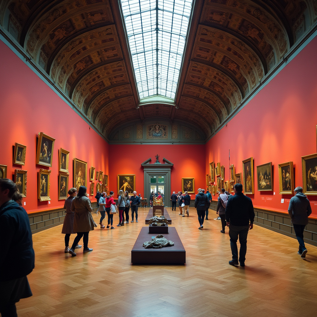 Wnętrze Museum of Fine Arts w Bostonie, dzieła sztuki, zwiedzanie