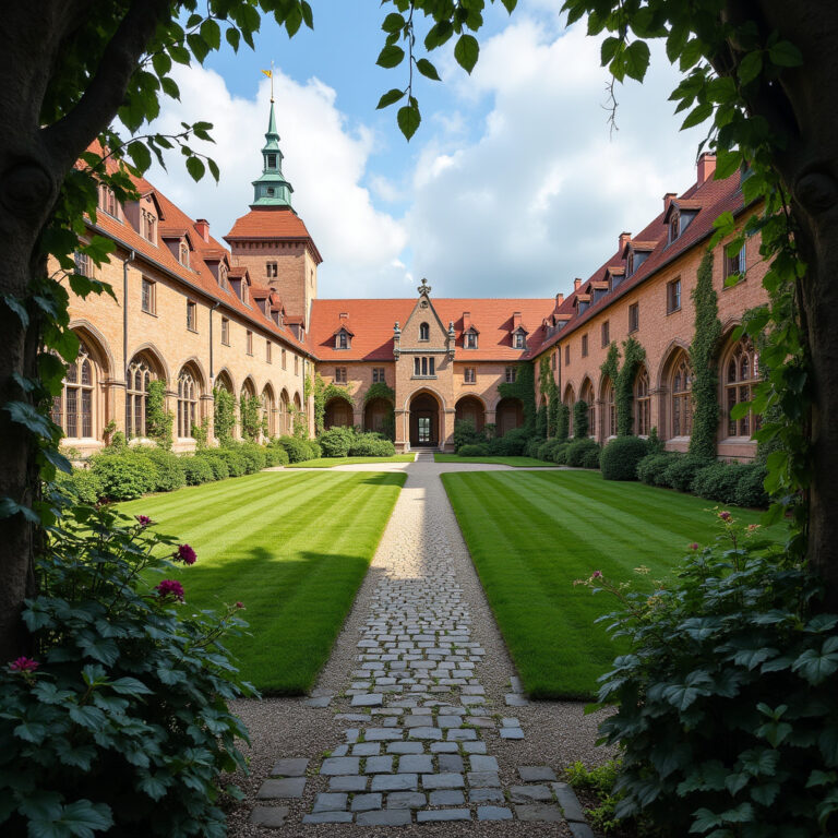 Uniwersytet Palackiego w Ołomuńcu - widok na zabytkowe budynki i zielone dziedzińce