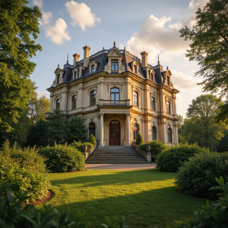 Barokowy pałac Uniwersytetu Rolniczego otoczony zielenią, widok z zewnątrz