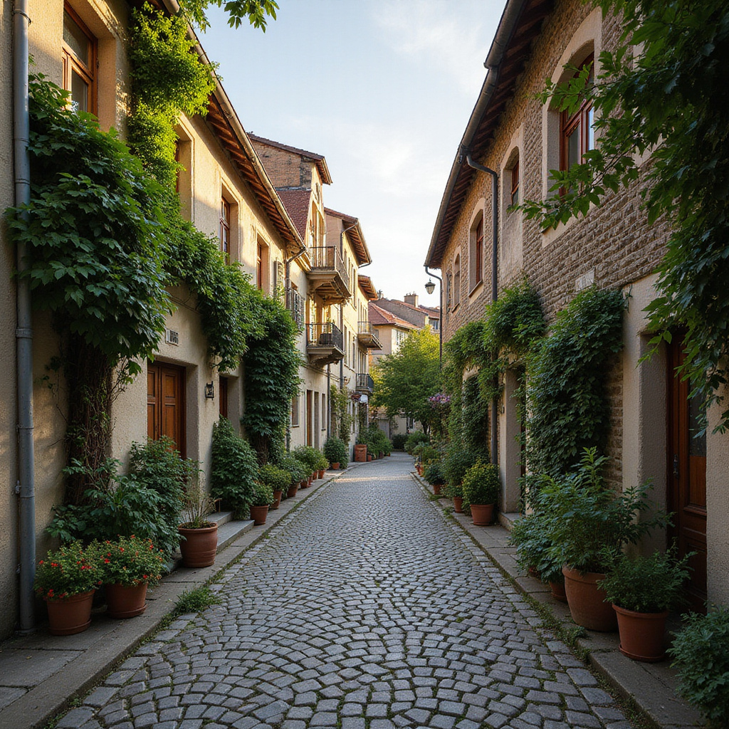 Brukowana uliczka w Cēsis otoczona zabytkowymi budynkami i zielenią