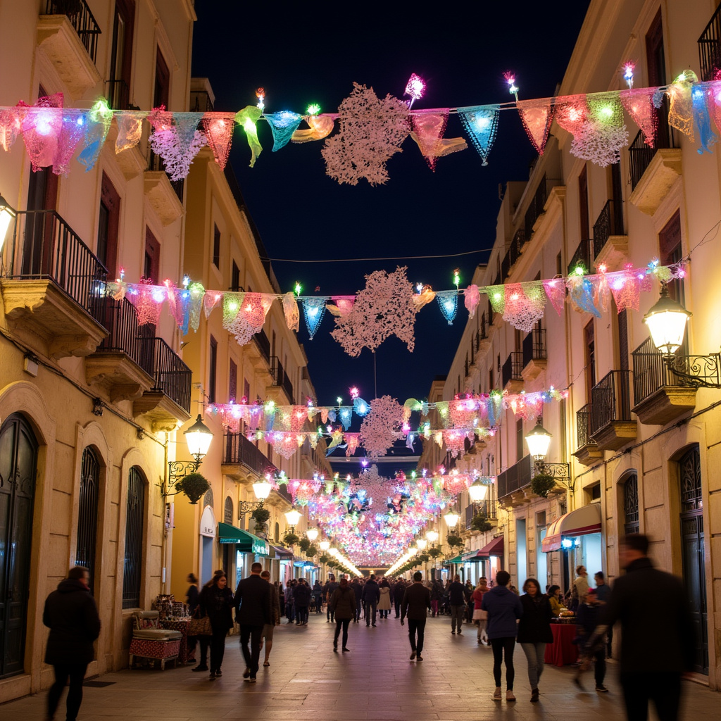Kolorowe dekoracje ulic Senglea podczas festy, tradycyjne święto Malty