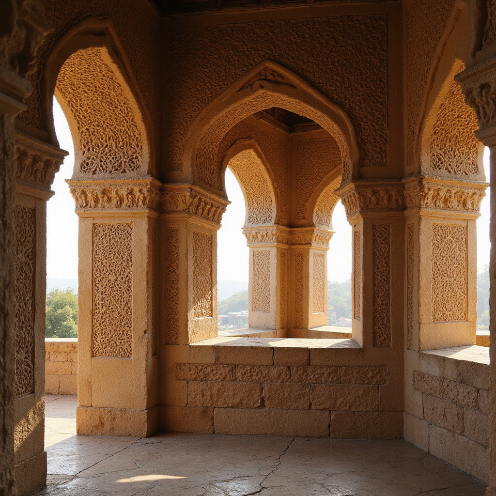 Detale architektoniczne wieży Giralda z misternymi wzorami i światłem poranka