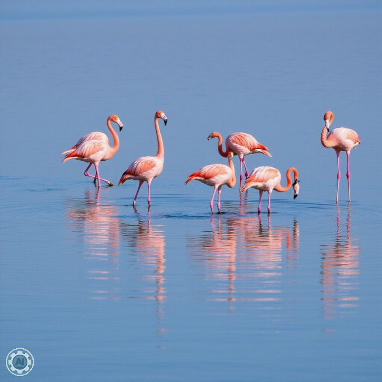 Flamingi nad jeziorem Nakuru w Kenii, różowe ptaki na tle błękitnej wody