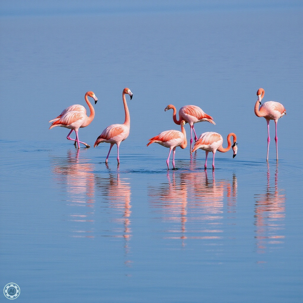 Flamingi nad jeziorem Nakuru w Kenii, różowe ptaki na tle błękitnej wody