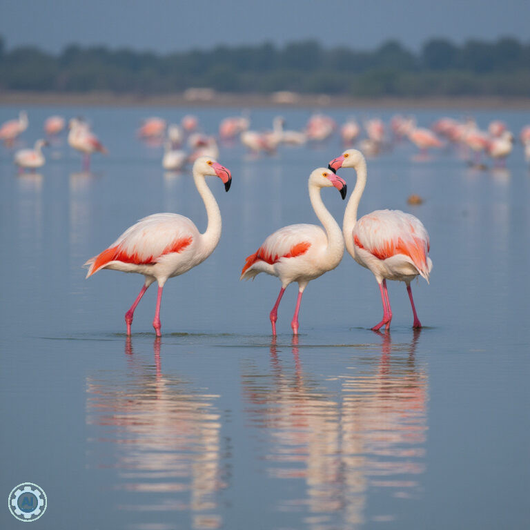 Flamingi w Ria Formosa – ptaki wodne na tle laguny