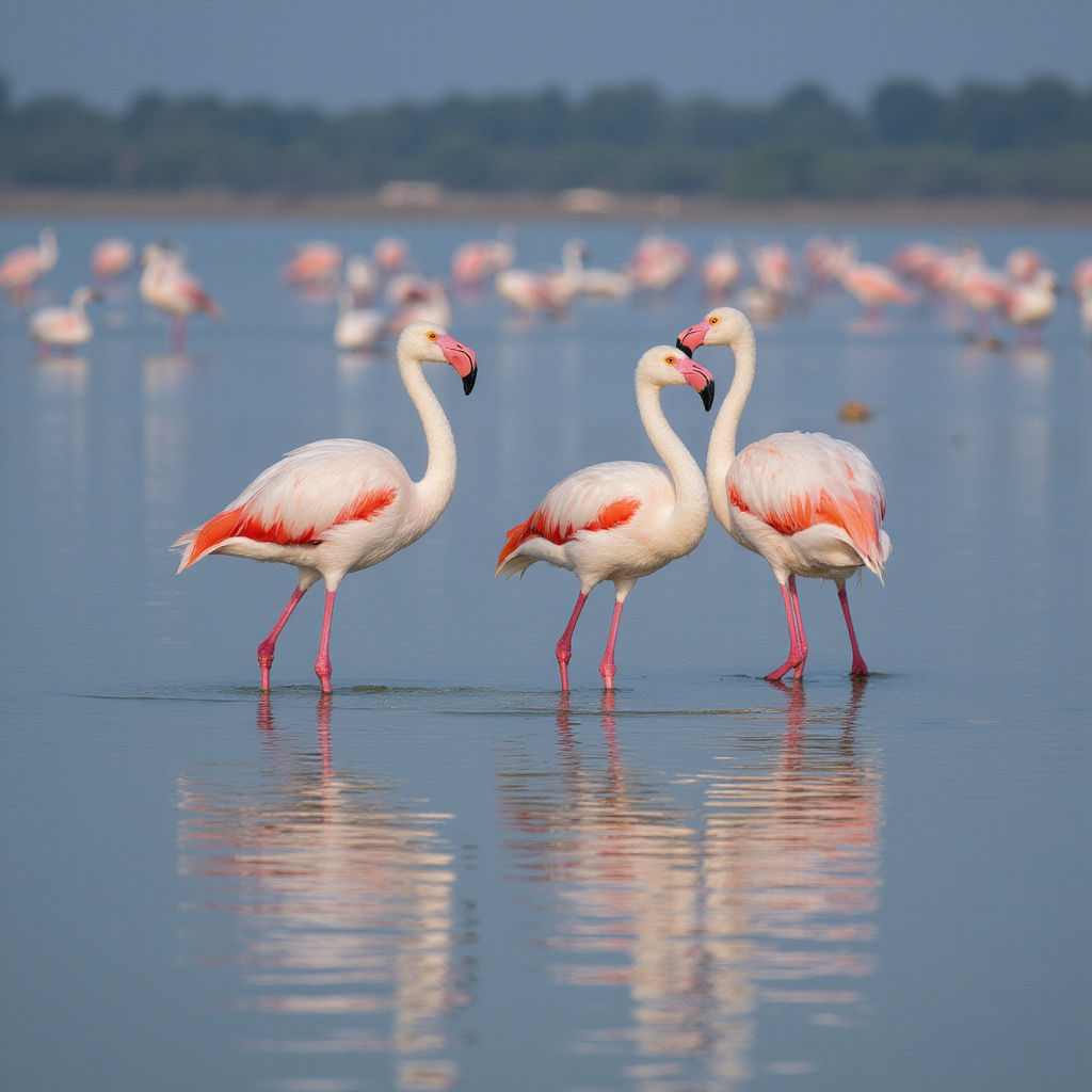 Flamingi w Ria Formosa – ptaki wodne na tle laguny