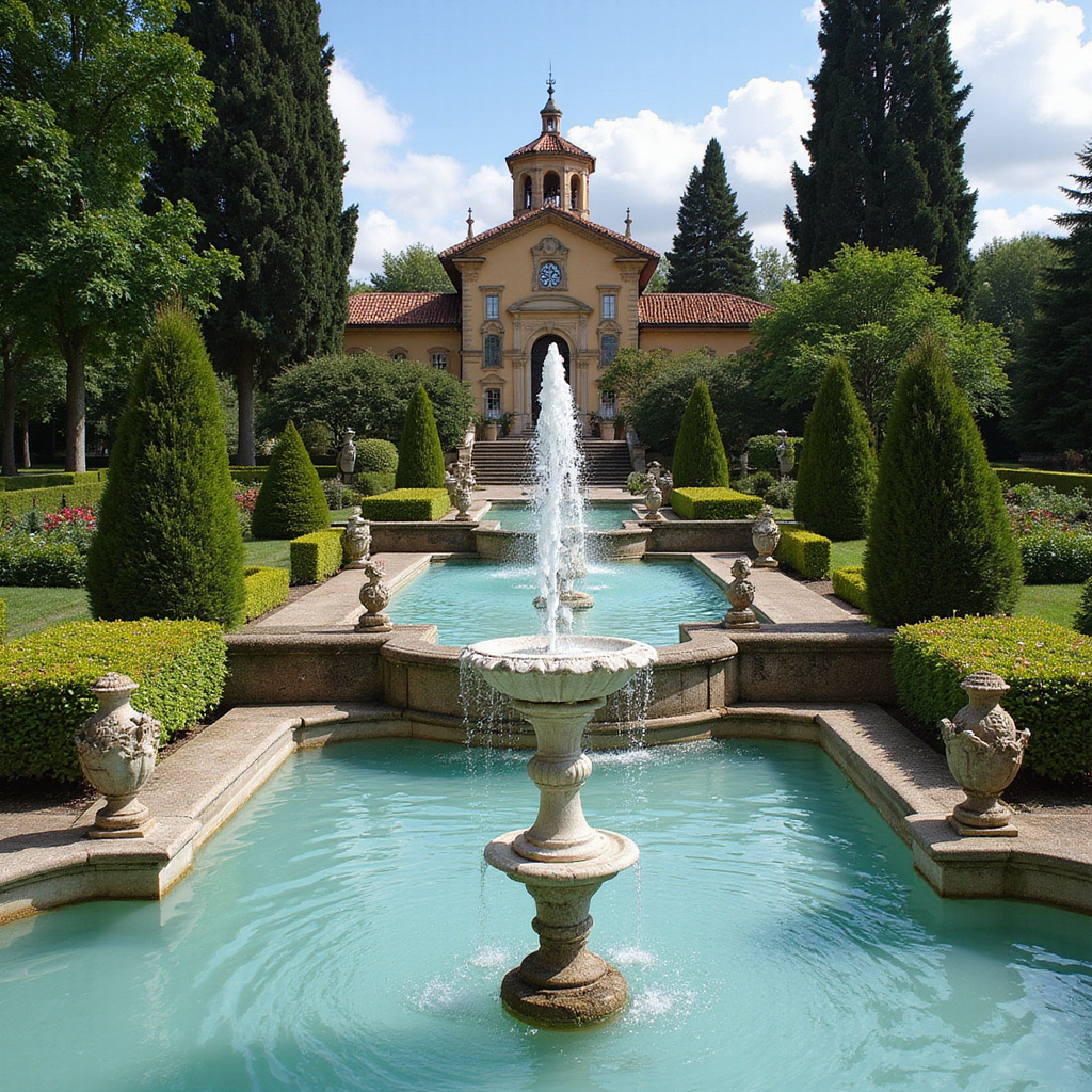 Fontanny w Villa d'Este w Tivoli, renesansowe ogrody i wodne spektakle