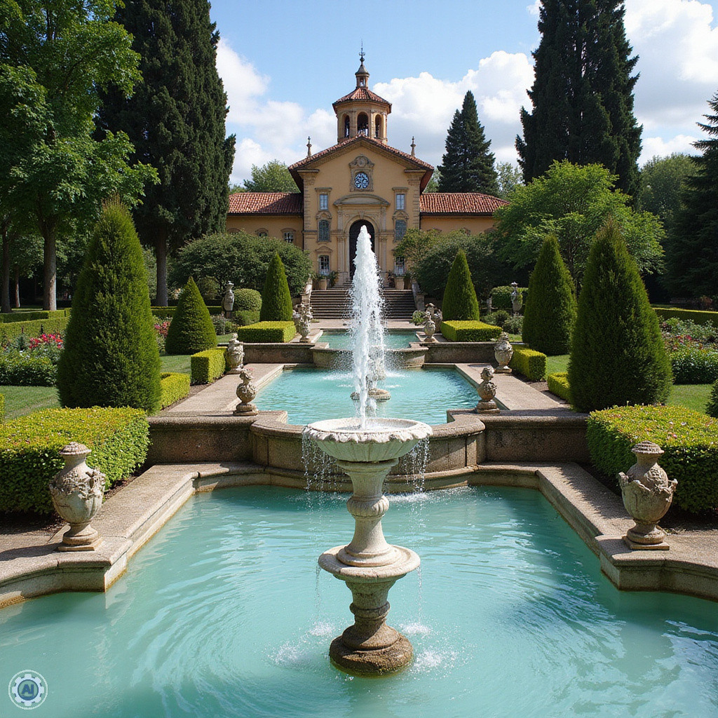 Fontanny w Villa d'Este w Tivoli, renesansowe ogrody i wodne spektakle