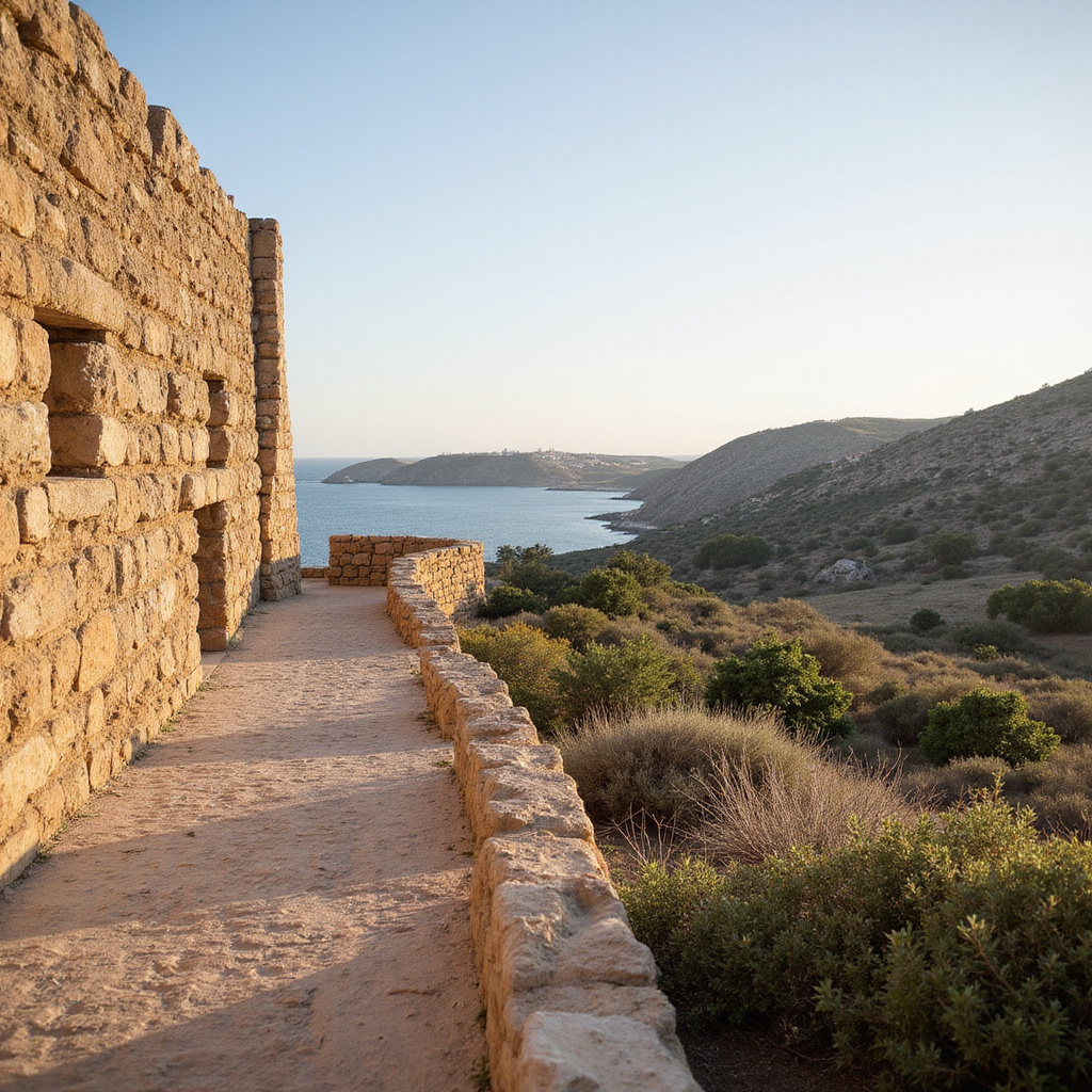 Spacer wzdłuż fortyfikacji Cottonera Lines w Cospicui z panoramą na zatokę