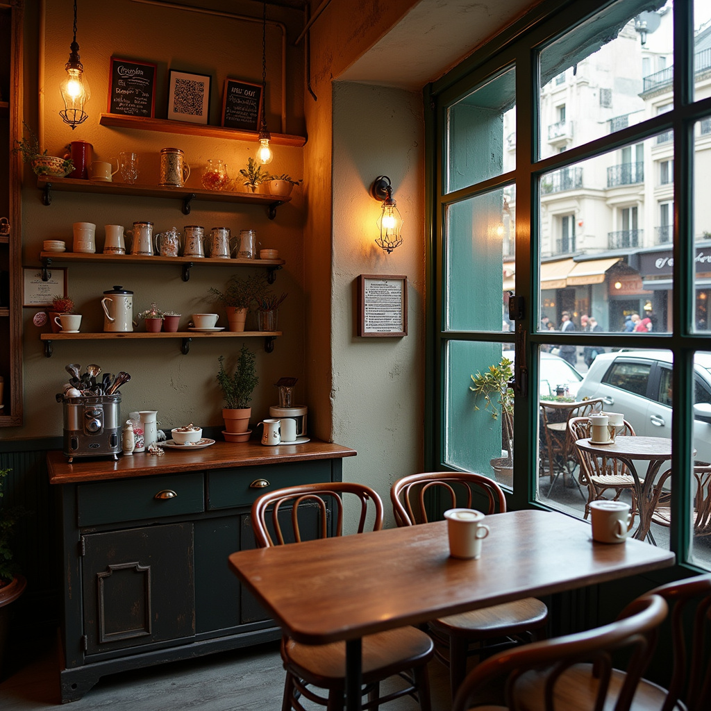 Paryska kawiarnia z widokiem na ulicę, klimatyczne miejsce na kawę
