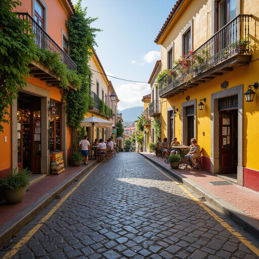 Ulica w Funchal z lokalnym barem serwującym Ponchę