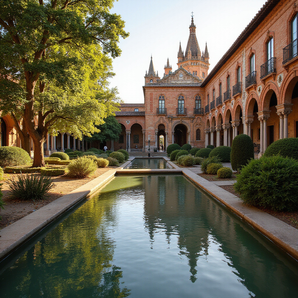 Plac Hiszpański w Sewilli, architektura i kanały