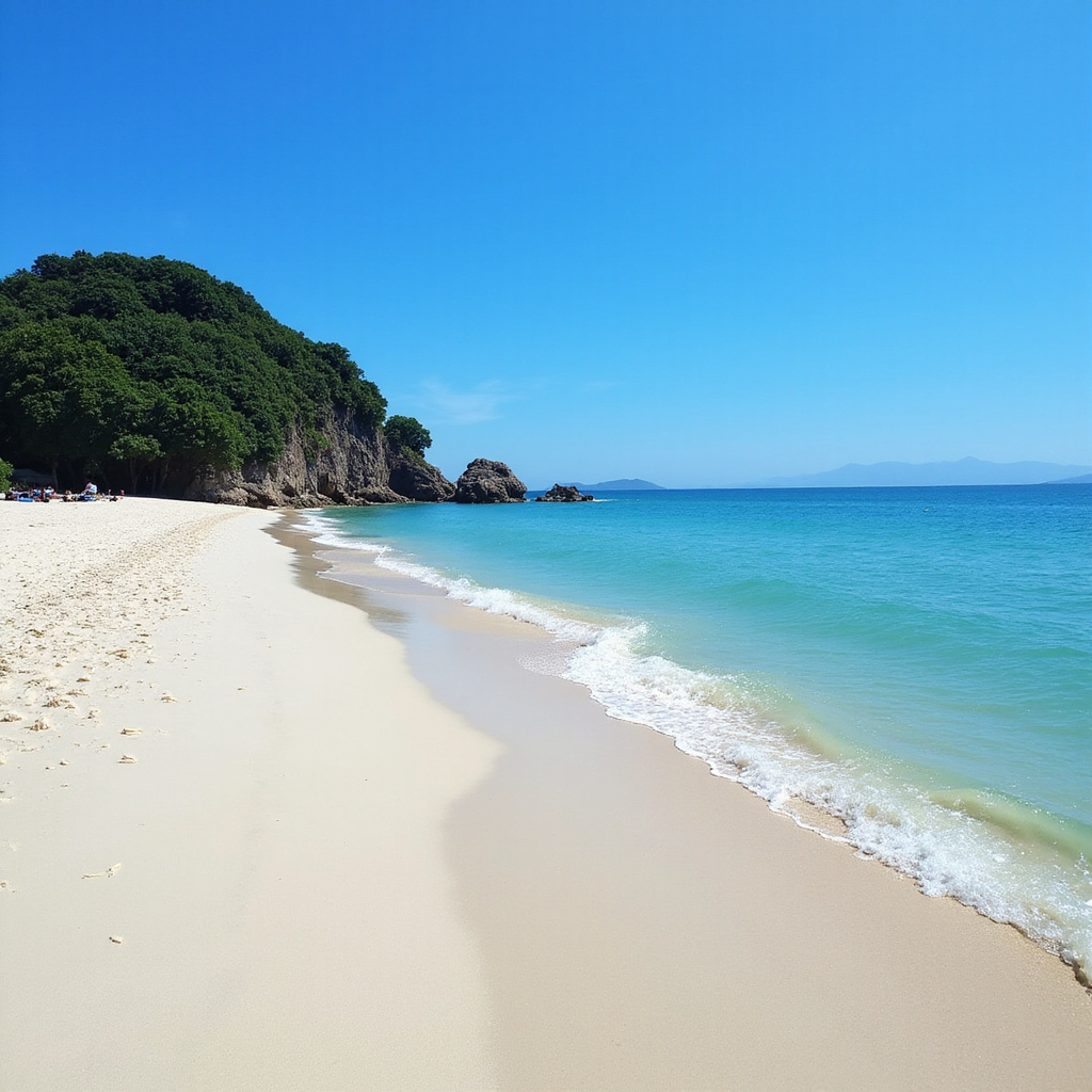 Plaża My Khe w Da Nang z białym piaskiem i turkusową wodą, perfekcyjna na relaks