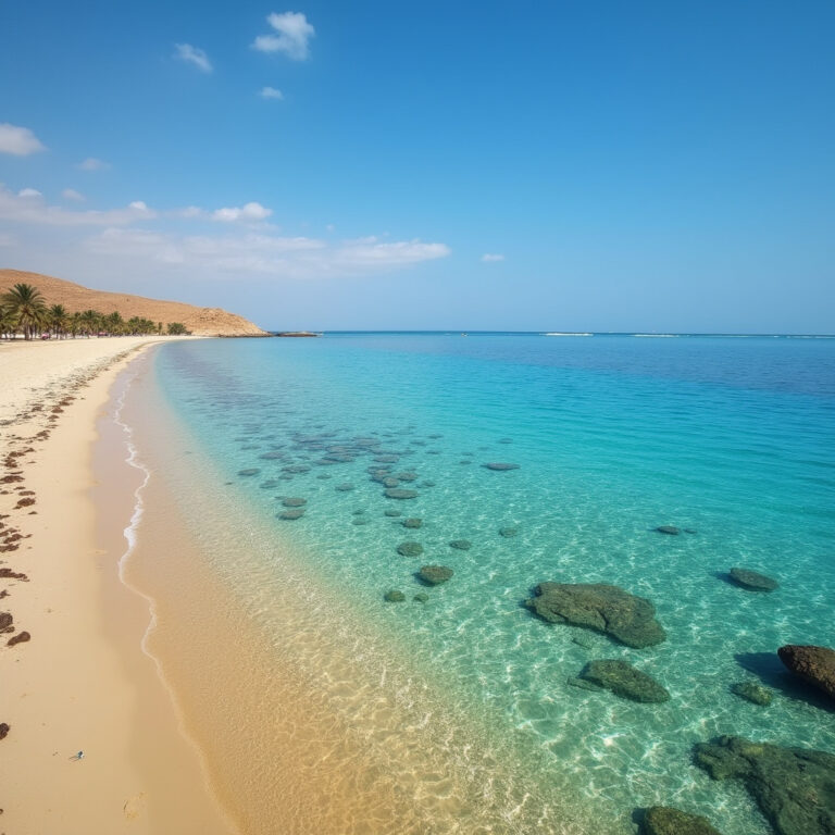 Plaża w Marsa Alam z krystaliczną wodą i rafą koralową - idealne miejsce na snorkeling i relaks
