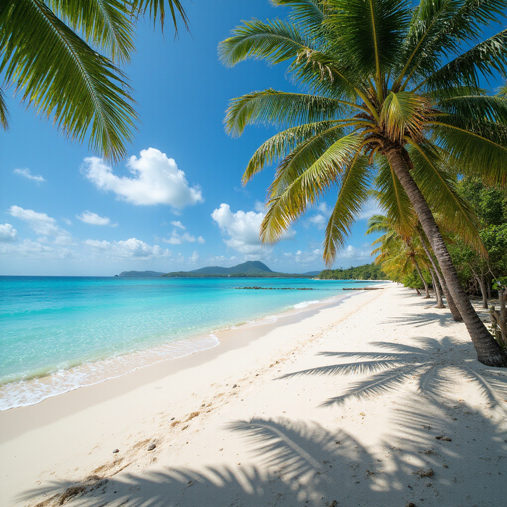Plaża w Sosúa z palmami kokosowymi i turkusową wodą, idealna na relaks