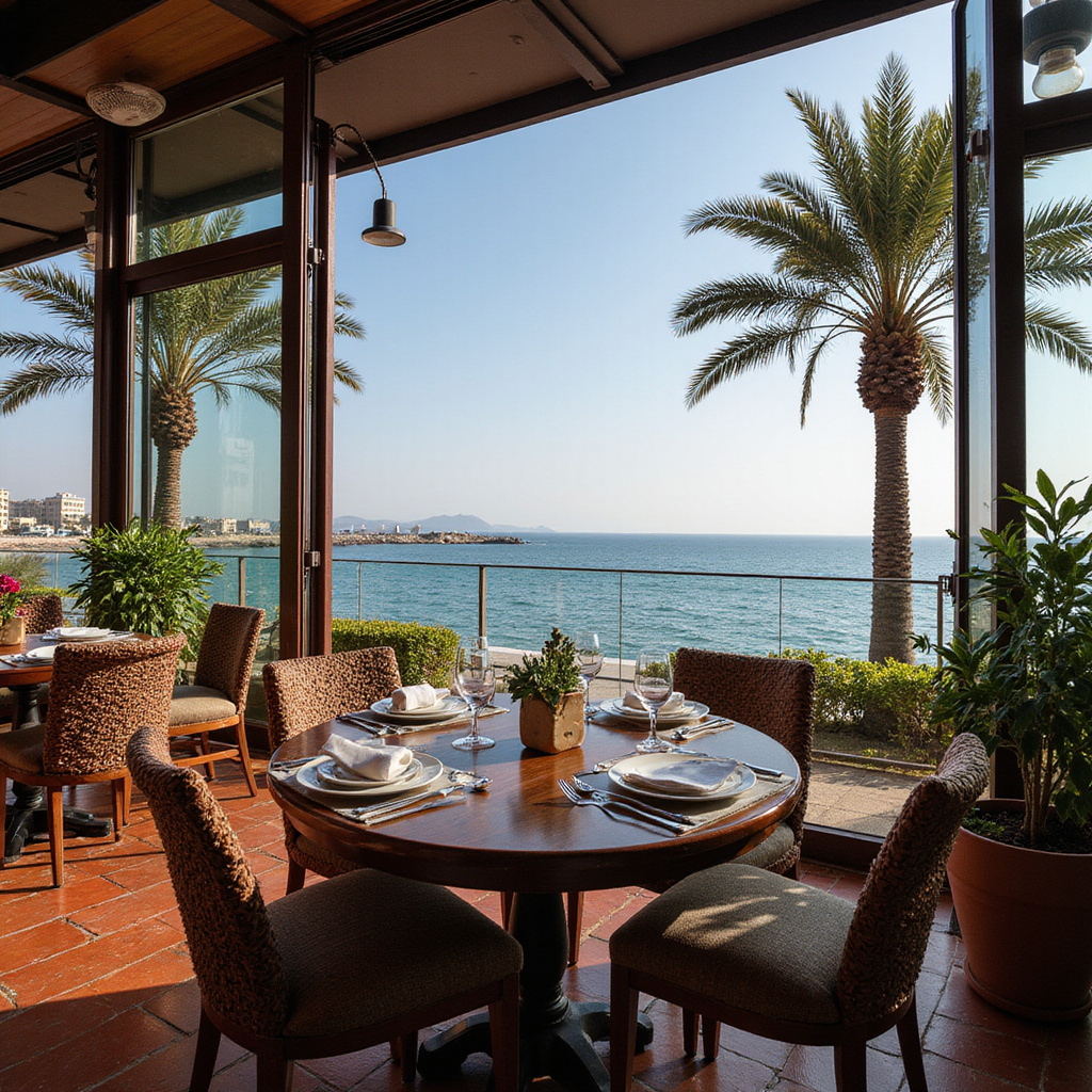 Nadmorska restauracja w Aleksandrii z widokiem na Morze Śródziemne