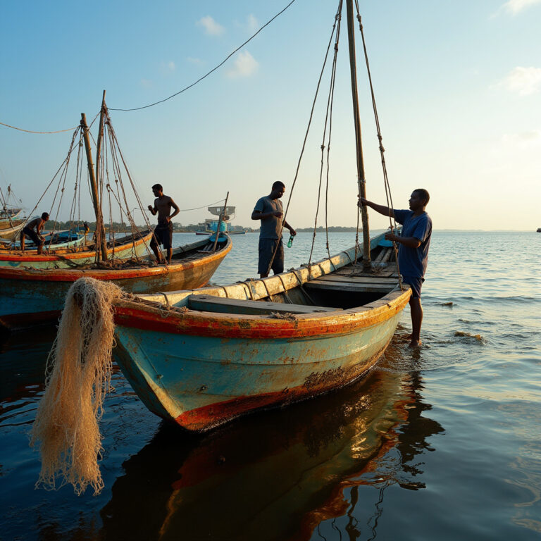 Rybacy z Watamu przygotowujący łodzie dhow do wypłynięcia na Ocean Indyjski