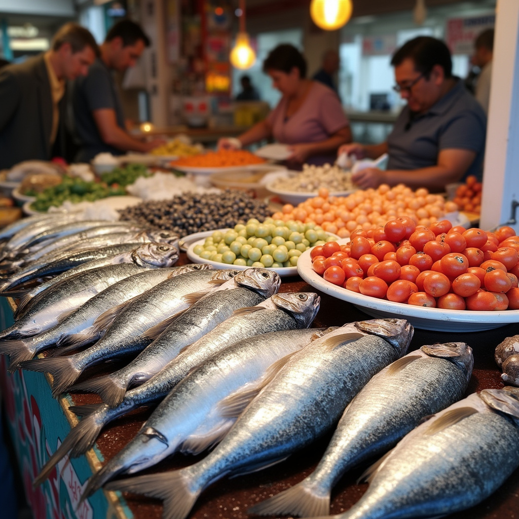 Świeże ryby i owoce morza na targu rybnym w Funchal