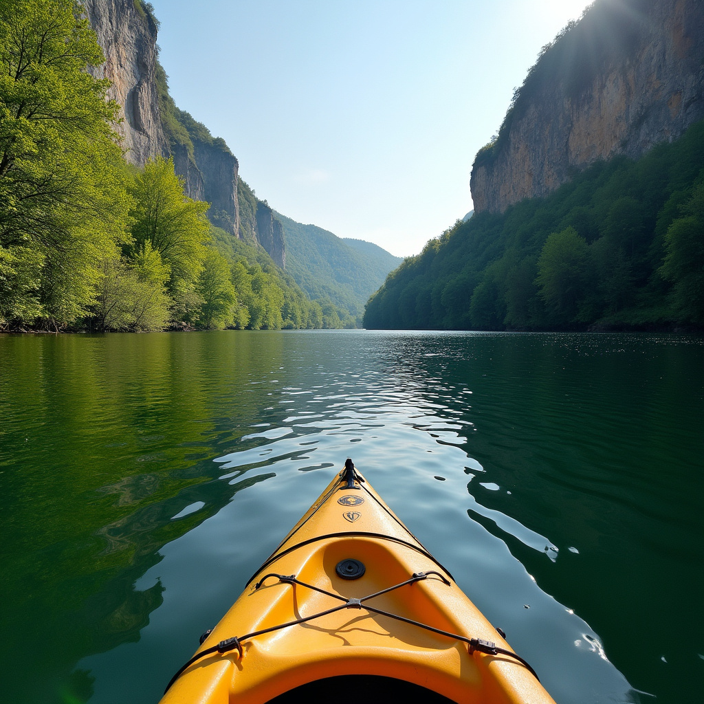 Spływ kajakowy po rzece Gauja wśród zielonych lasów i klifów